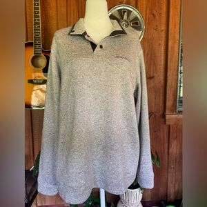 Eddie Bauer Gray Radiator Fleece Quarter Snap Button Pullover Size XL